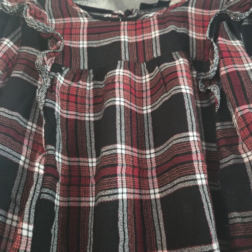 Plaid Ruffle Women's Top Size Med - Picture 4 of 6